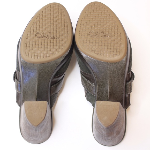 Cole Haan | Green Suede Pointed Toe Clogs - Picture 7 of 12